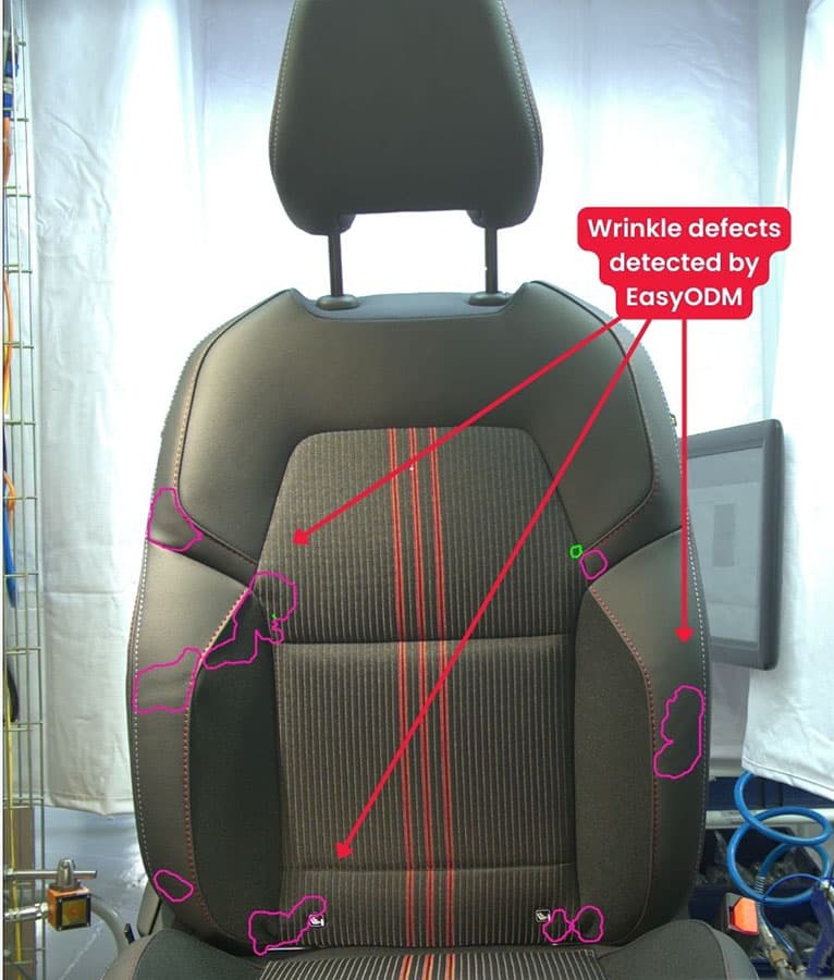 Car seat wrinkle defects detected