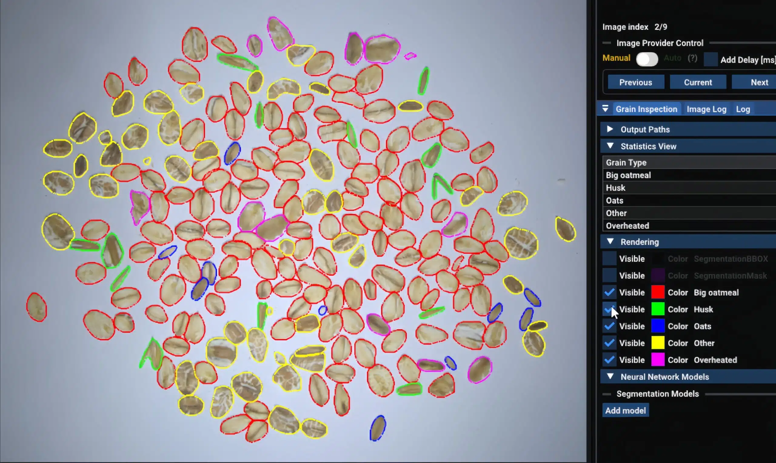Grain quality analysis software screen vmake scaled